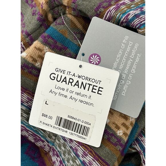 Athleta Shasta Cowl Neck Sweater Size L Fair Isle Nordic Olive Green Wool Blend - Picture 6 of 7